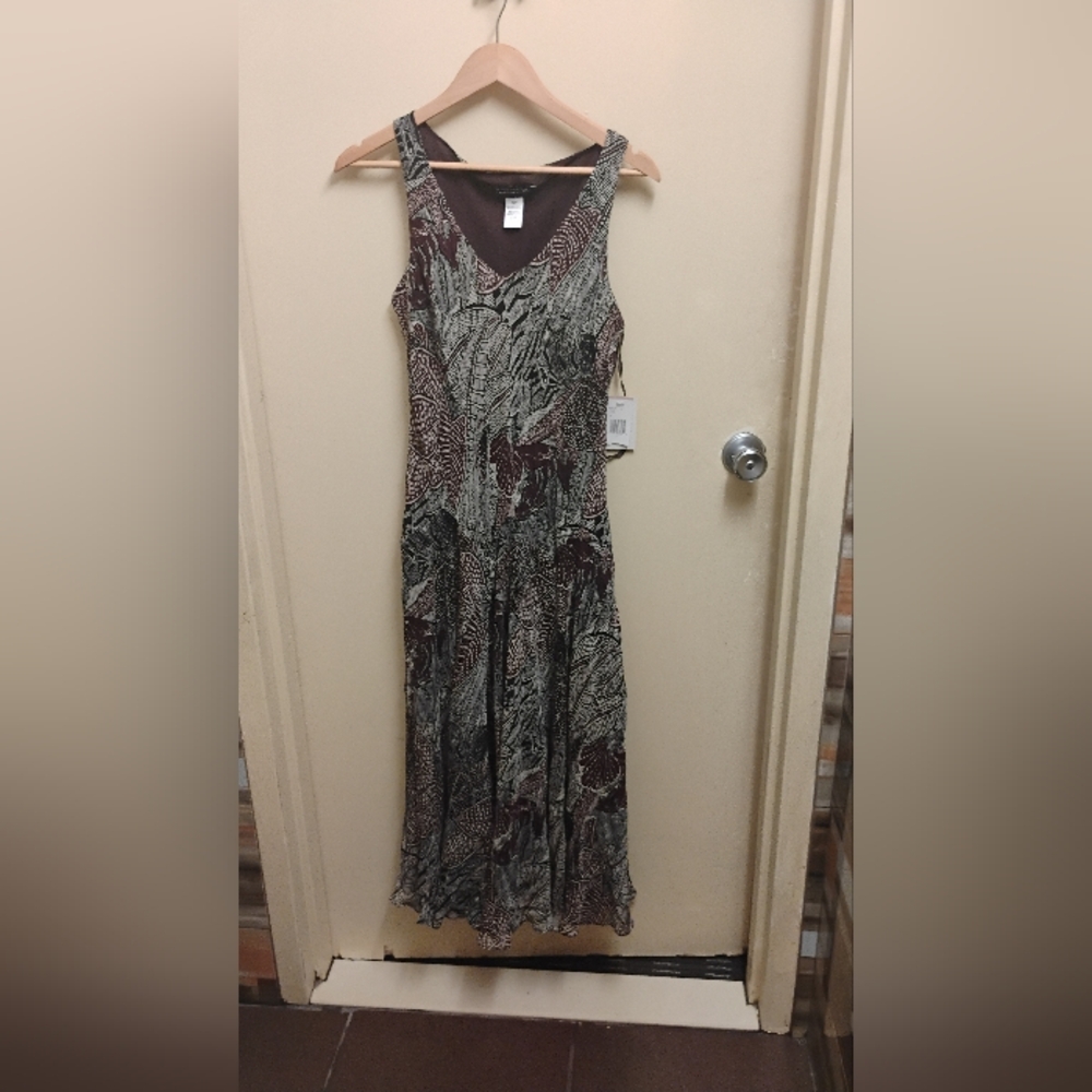 Vintage 2000s Deadstock Jones New York Silk Midi Dress Sz 12P